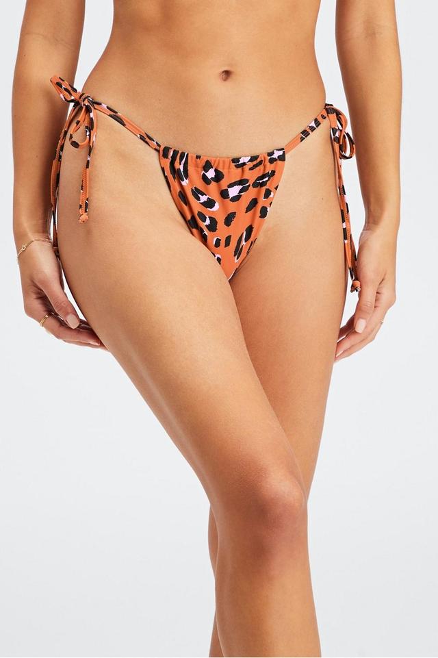 Fabletics High-Cut String Bikini Bottom Womens Burnt Ochre Wavy Leo Size M Product Image