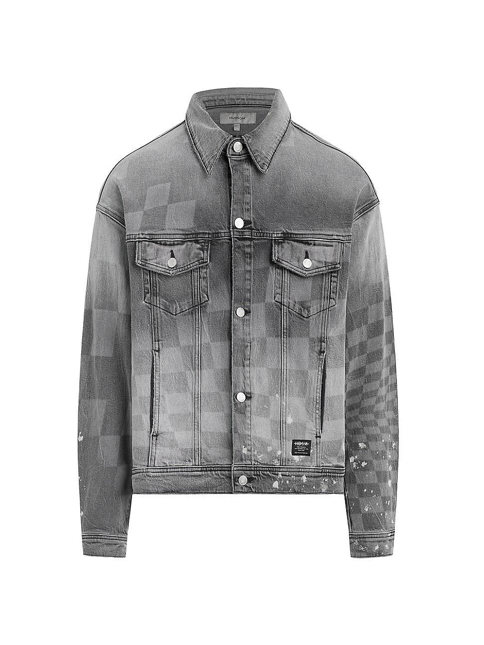 Mens Check Denim Trucker Jacket Product Image