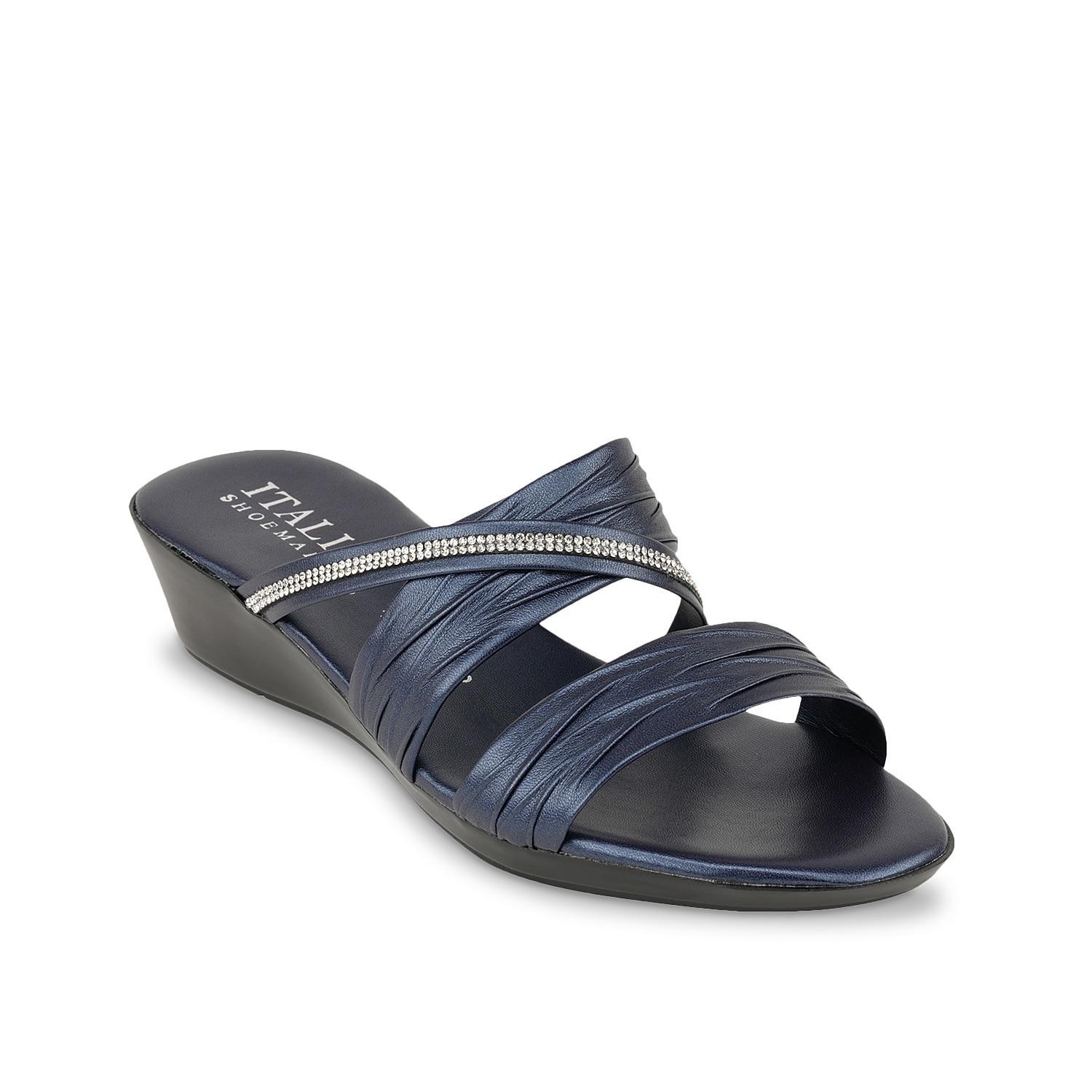 Womens Italian Shoemakers Hollis Wedge Sandals Black Product Image