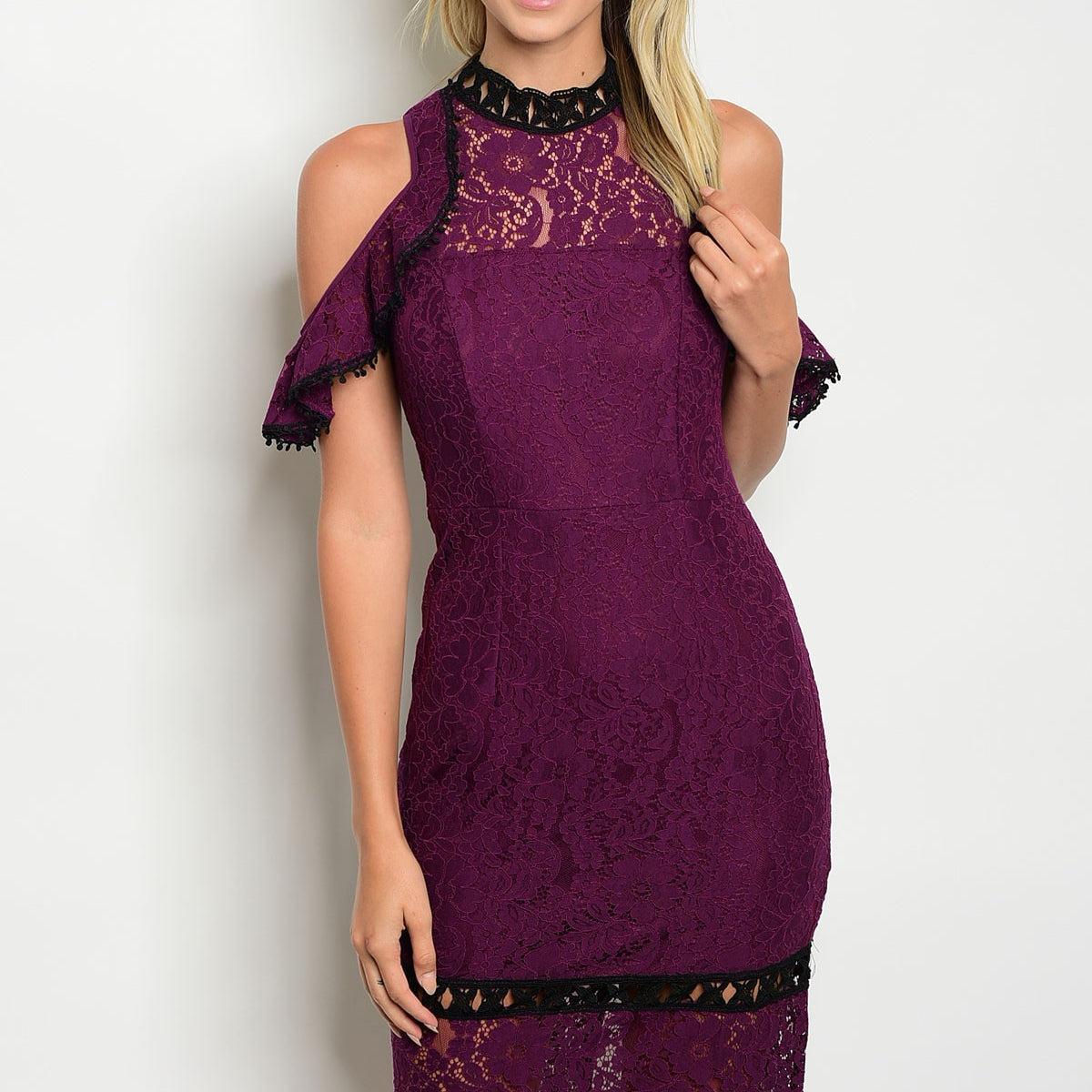 Plum Crochet Ruffles Dress product image