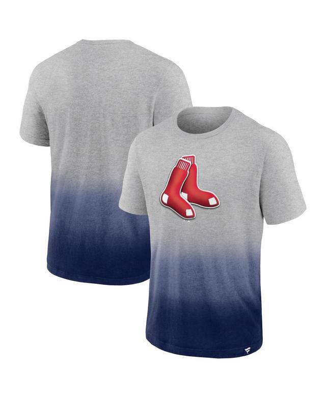 Mens Fanatics Branded Heathered Gray/Heathered Navy Boston Red Sox Iconic Team Ombre Dip-Dye T-Shirt Product Image