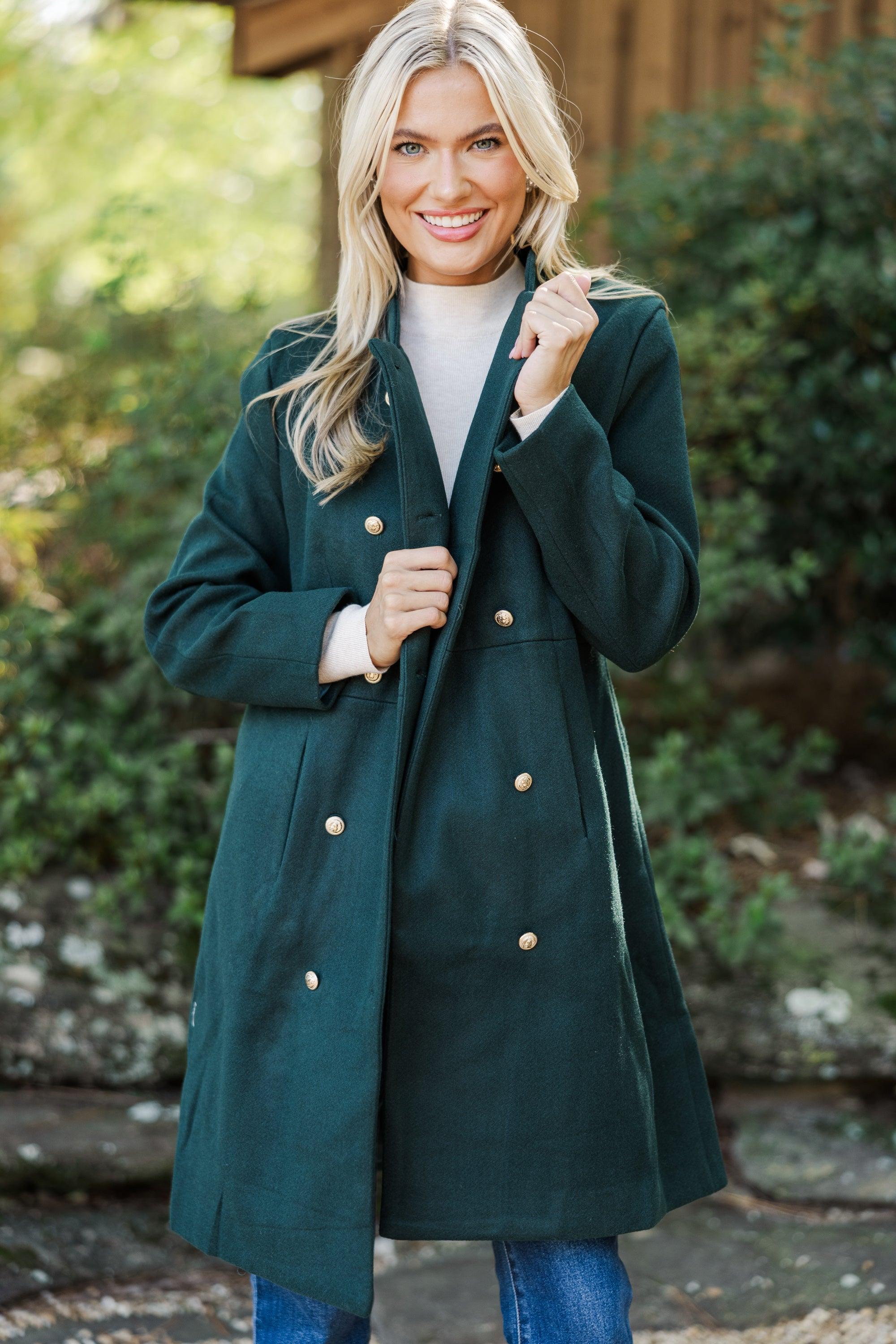 City Streets Hunter Green Coat Female Product Image