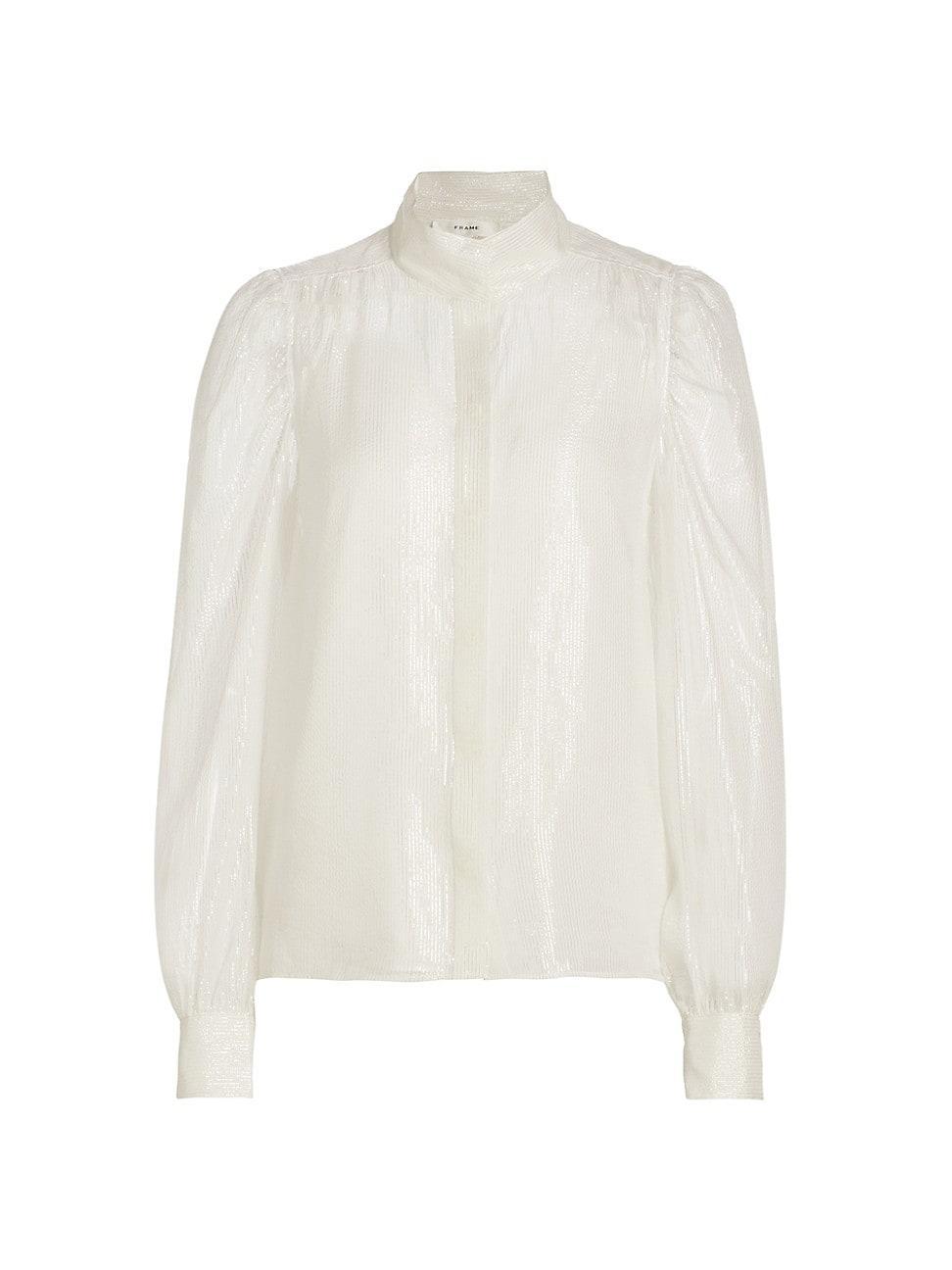 Womens Gillian Silk-Blend Long-Sleeve Blouse Product Image