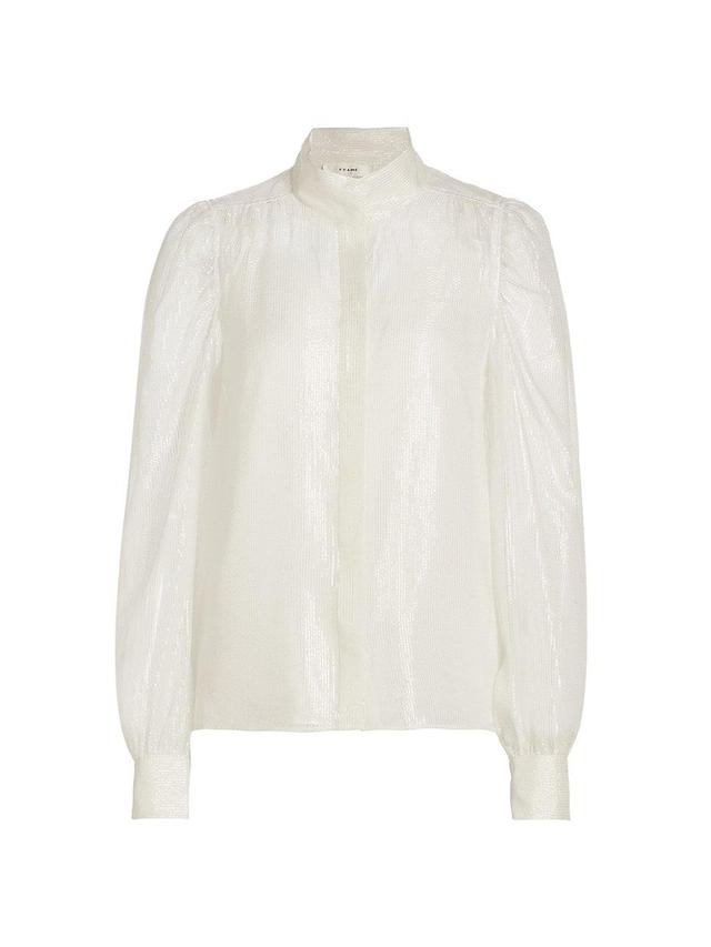 Womens Gillian Silk-Blend Long-Sleeve Blouse Product Image