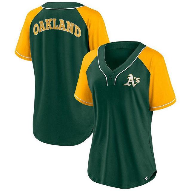 Womens Fanatics Green Oakland Athletics Ultimate Style Raglan V-Neck T-shirt Product Image