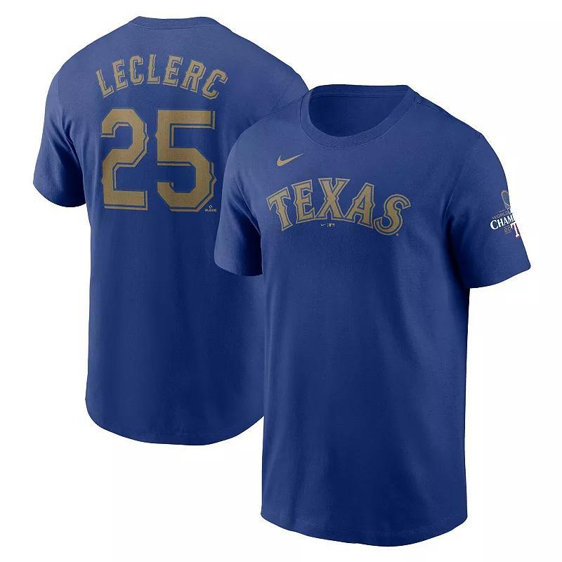 Mens Nike Nathaniel Lowe Royal Texas Rangers 2024 Gold Collection Name & Number T-Shirt Product Image