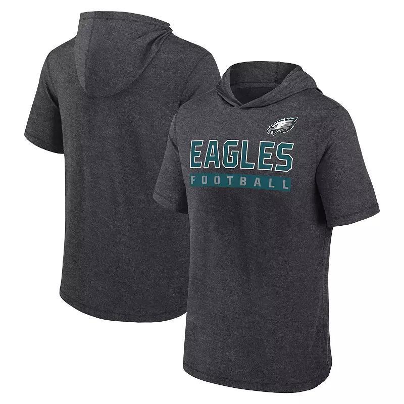 Mens Fanatics Heather Charcoal Philadelphia Eagles Push Short Sleeve Pullover Hoodie Product Image