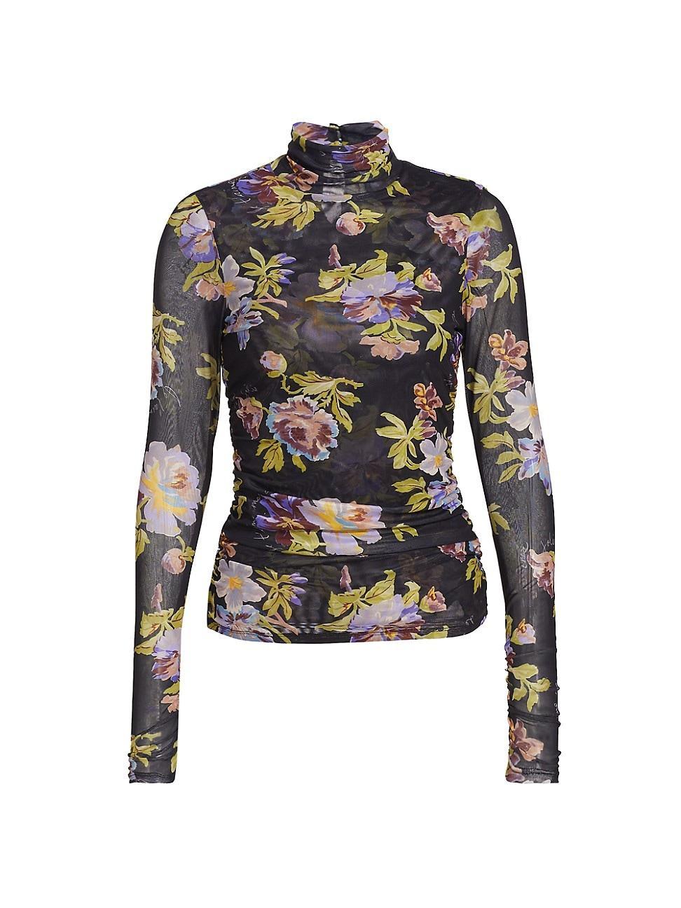 Womens Bridgette Floral Mesh Turtleneck Top Product Image