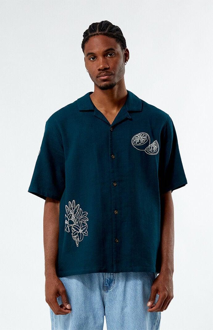 Men's Stitch Applique Oversized Camp Shirt Product Image