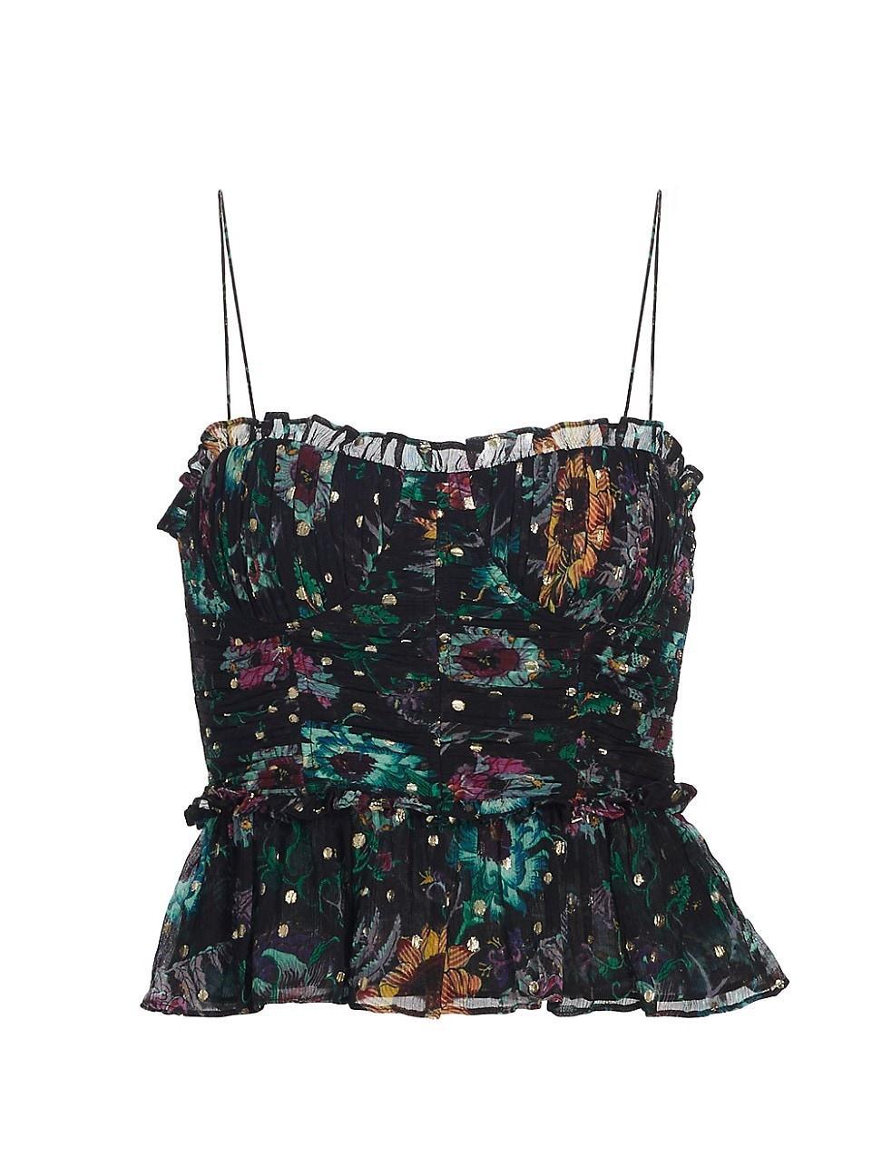 Ulla Johnson Amabel Ruched Peplum Silk Camisole Product Image