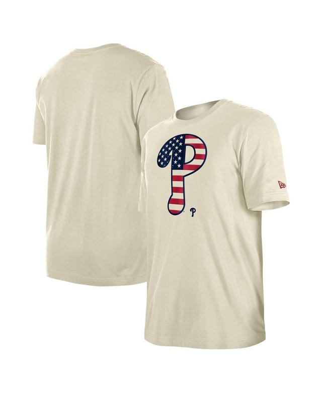 Mens New Era Cream Philadelphia Phillies 4th of July Flag Fill T-Shirt Product Image