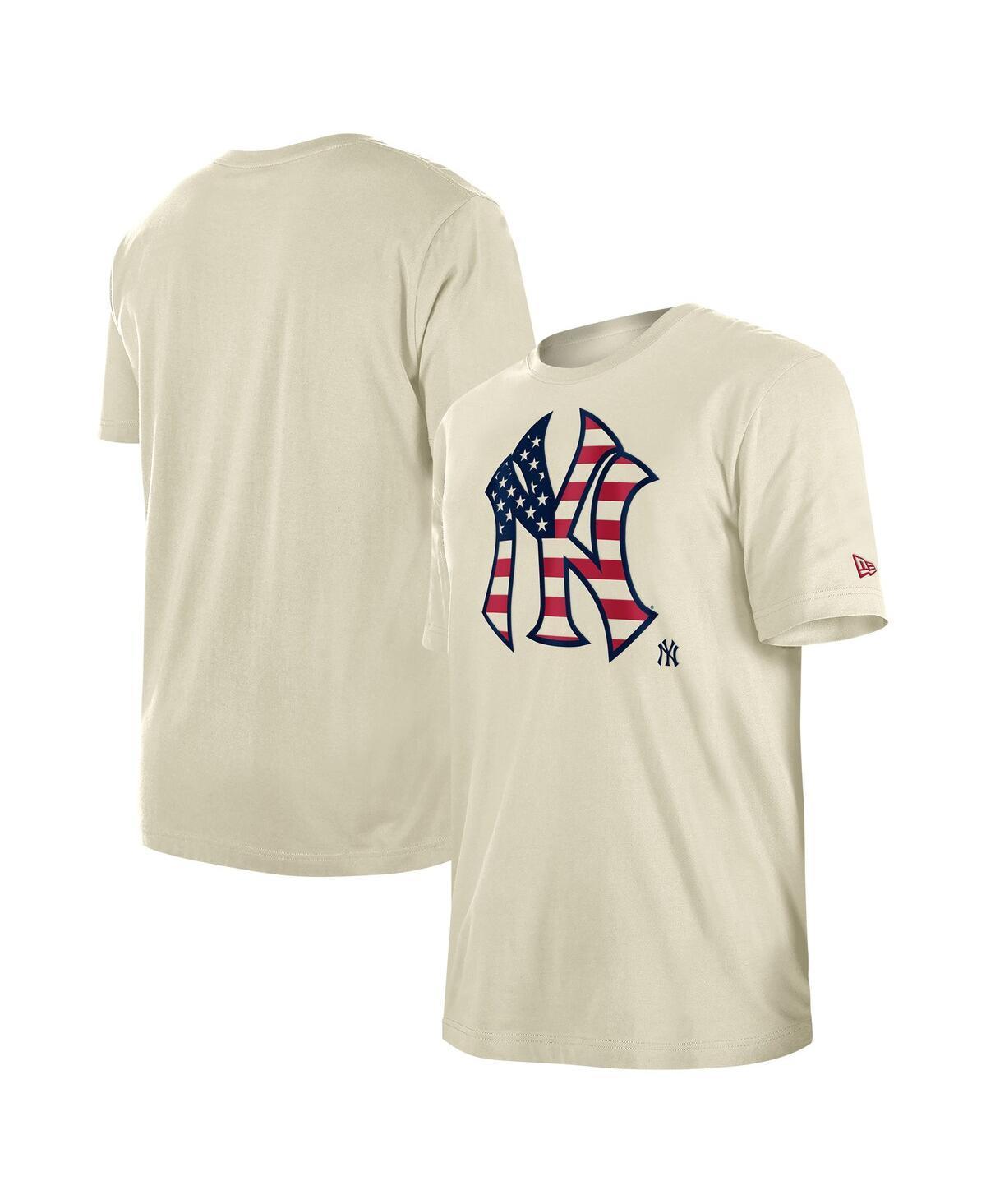 Mens New Era Cream New York Yankees 4th of July Flag Fill T-Shirt Product Image