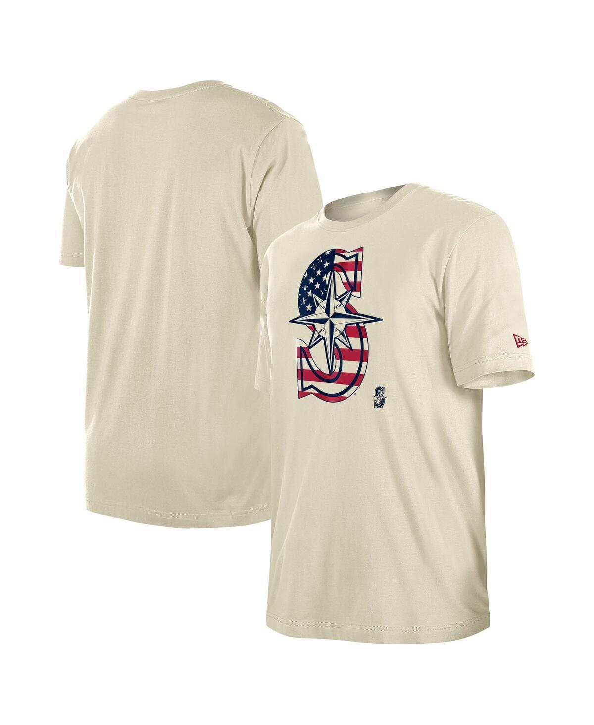 Mens New Era Cream Seattle Mariners 4th of July Flag Fill T-Shirt Product Image