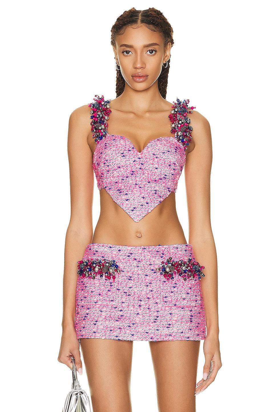 AREA Crystal Grape Heart Top in Fuchsia Product Image