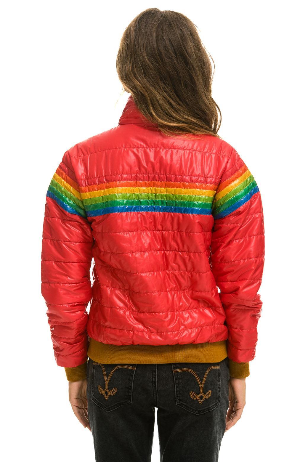 6 STRIPE RAINBOW SLEEVE JACKET -  GLOSSY CHERRY  Product Image