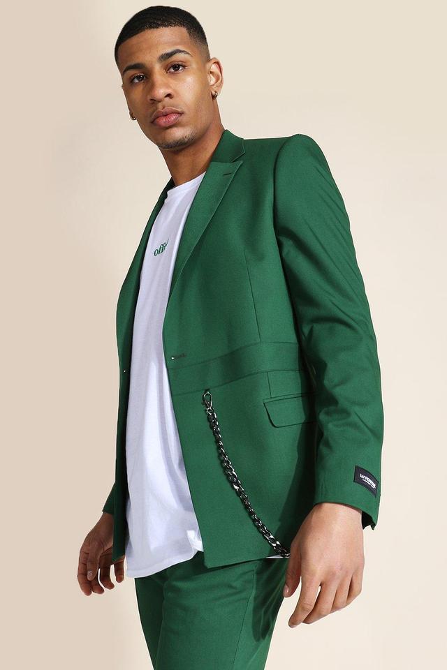 Skinny Double Breasted Chain Suit Jacket | boohooMAN USA Product Image