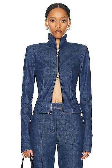 LaQuan Smith Fitted Jacket in Blue Product Image