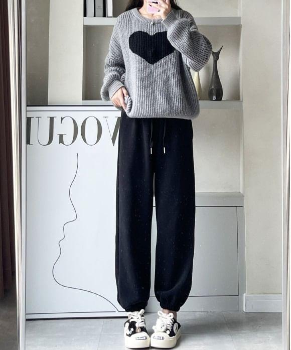 Mid Rise Plain Fleece Sweatpants Product Image