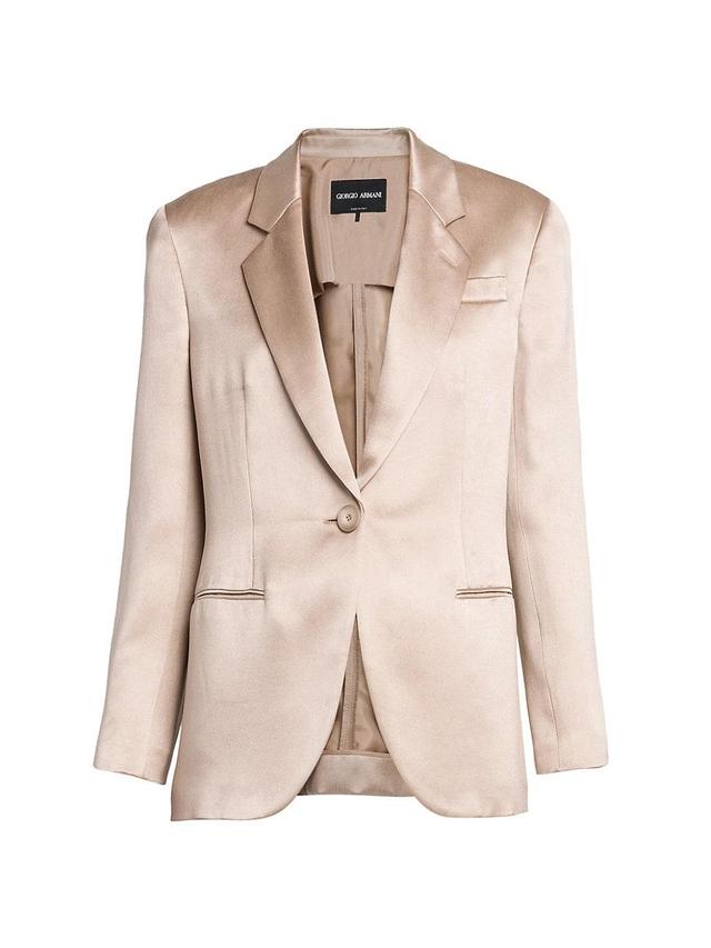 Womens Silk One-Button Jacket Product Image