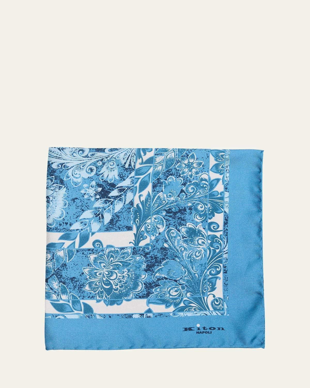 Mens Floral Silk Pocket Square Product Image