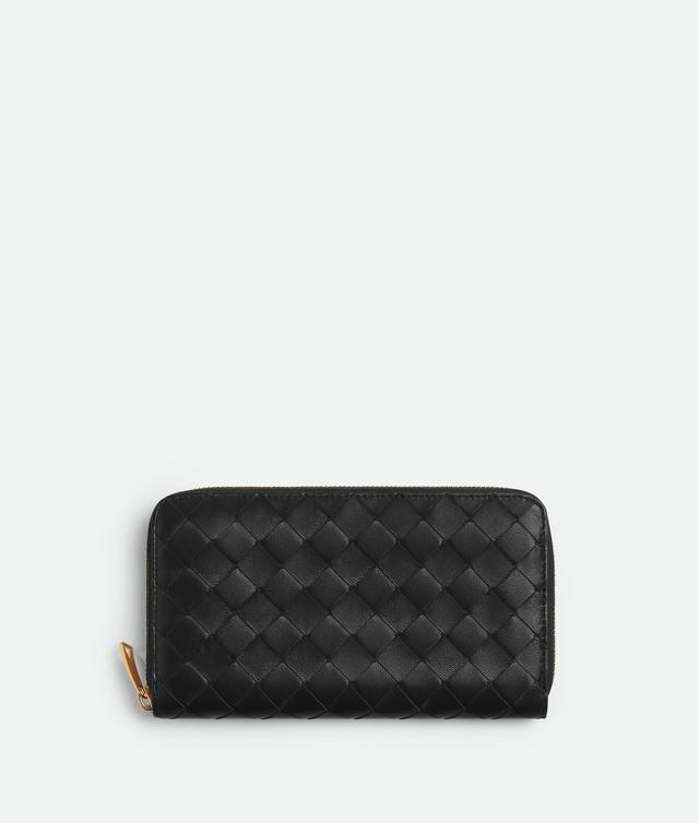 Women's Intrecciato Zip Around Wallet in Black Product Image