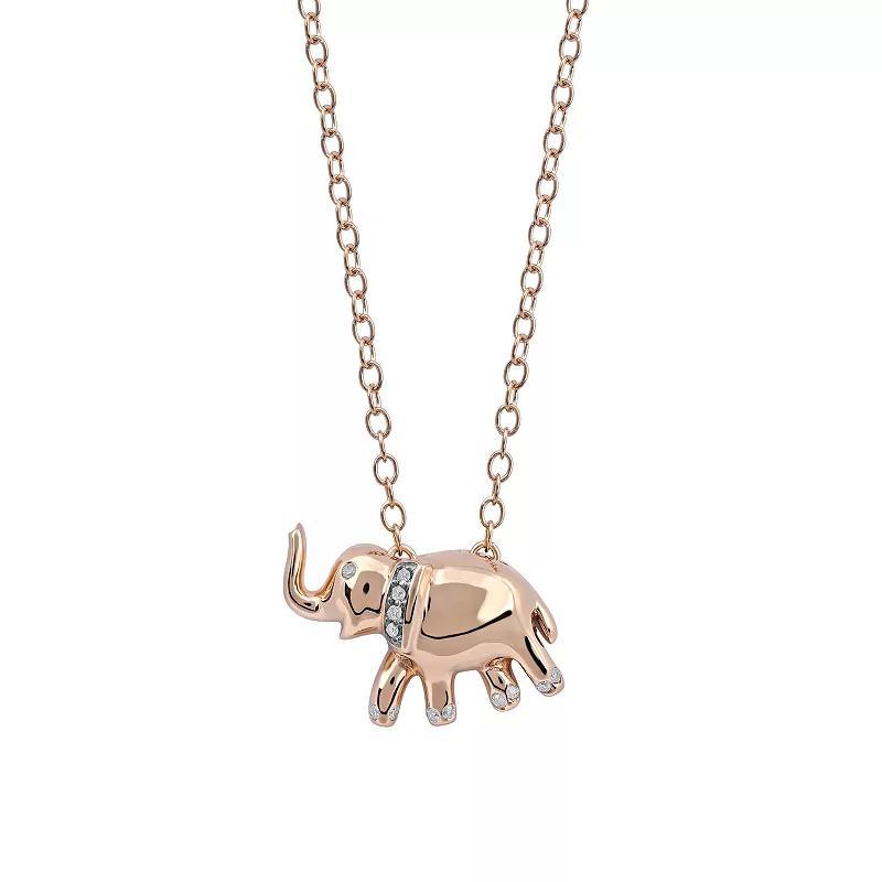 DeCouer Diamond Accent Elephant Balloon Animal Pendant Necklace, Womens Rose Gold Tone Product Image