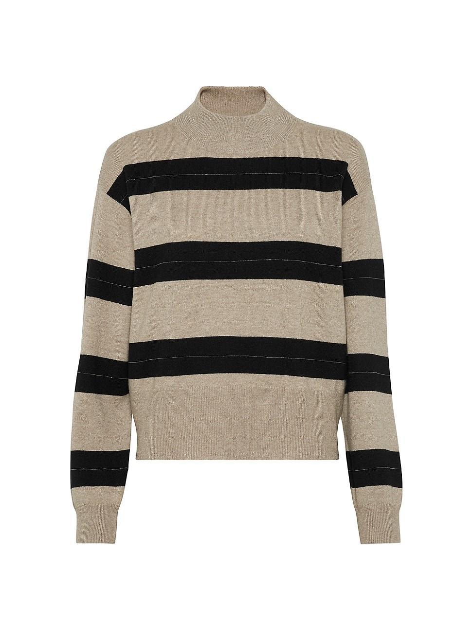 Womens Virgin Wool, Cashmere and Silk Mock Neck Sweater Product Image