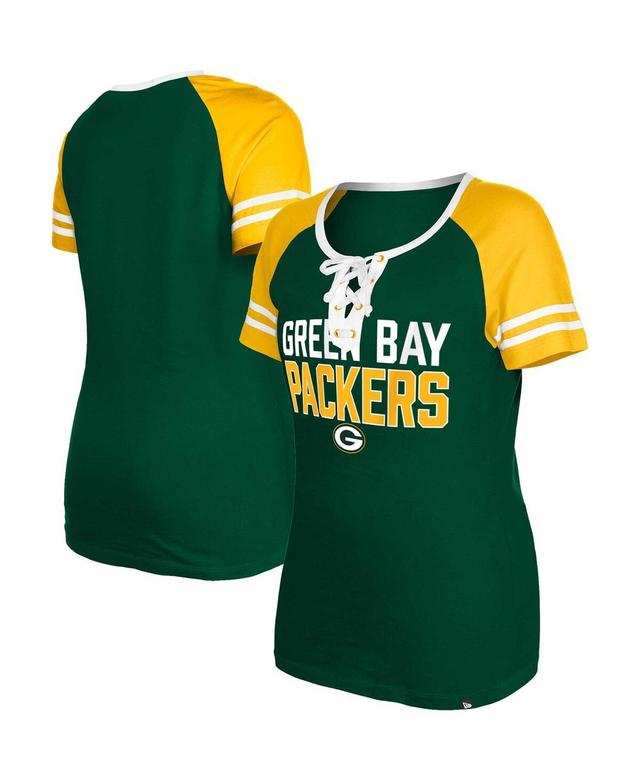 Womens New Era Bay Packers Raglan Lace-Up T-Shirt Product Image