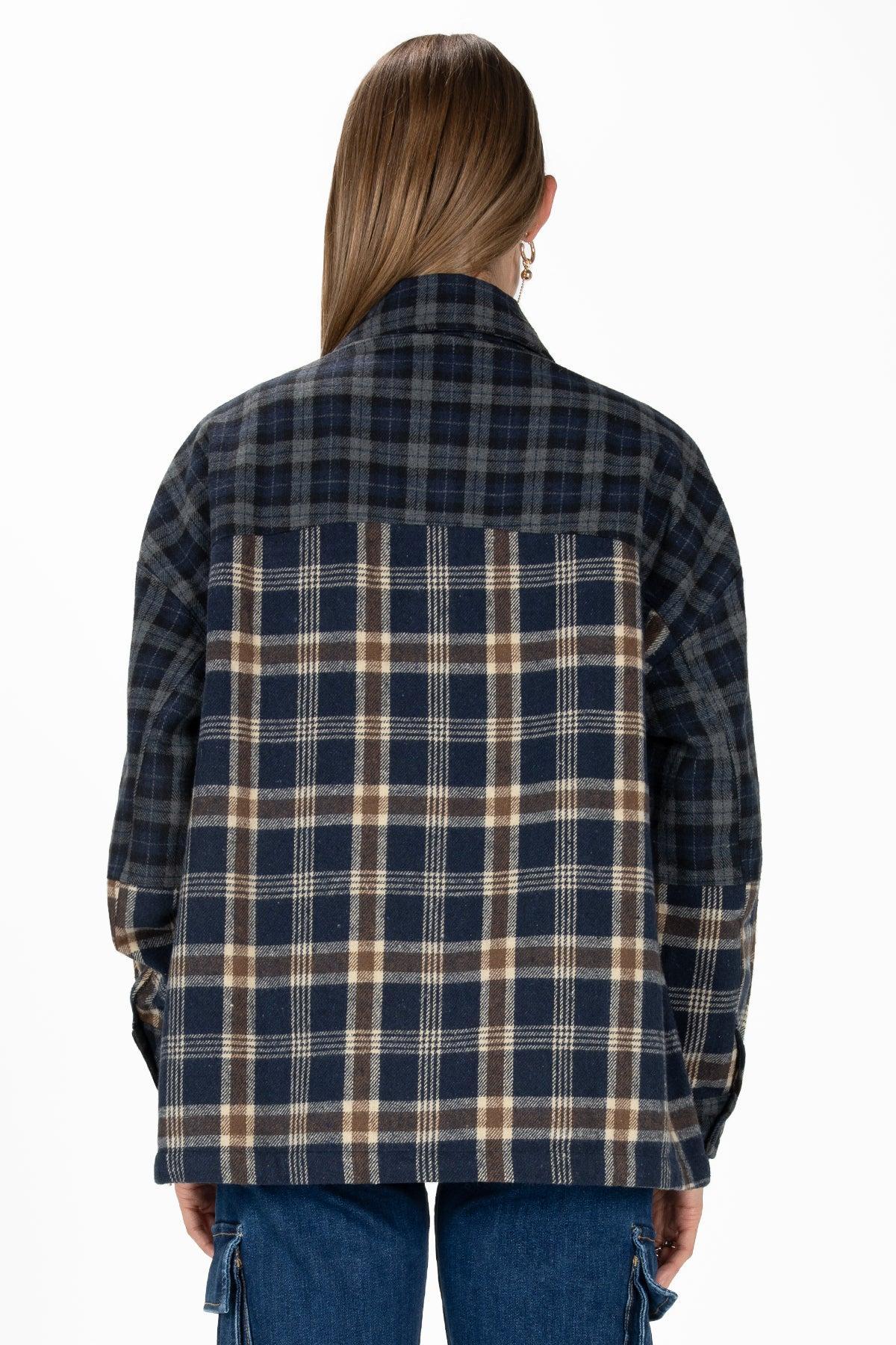 Navy Plaid Button Up Product Image