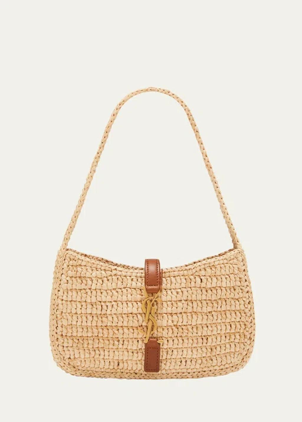 SAINT LAURENT Le 5 A 7 Mini Ysl Shoulder Bag In Raffia In Beige O Tan Product Image