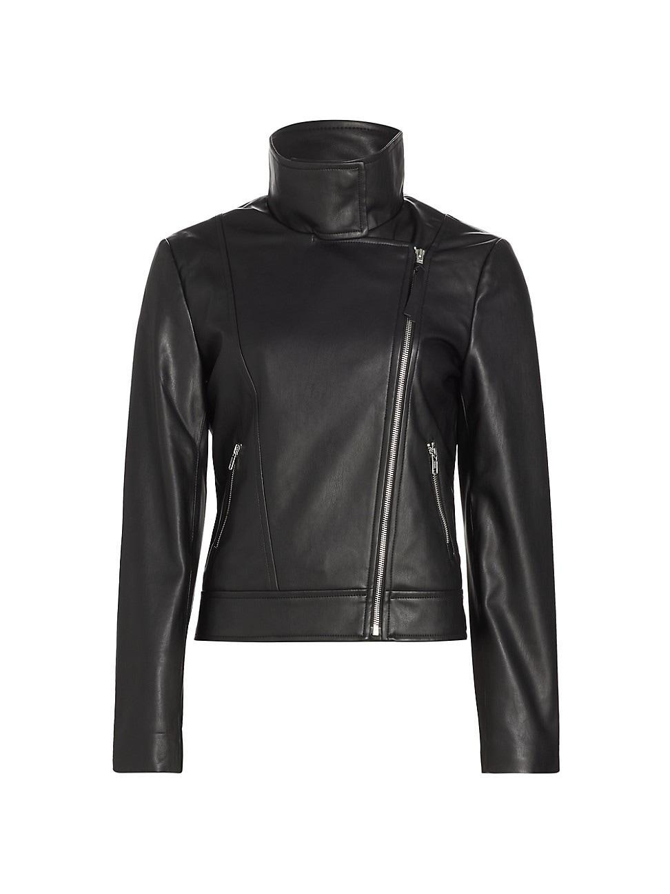 Womens Faux Leather Moto Jacket Product Image