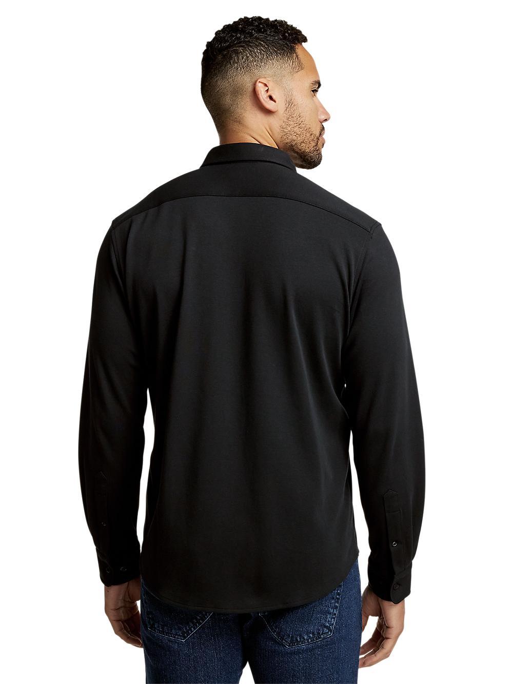 Mercerized Cotton Button Front Polo - Black Product Image