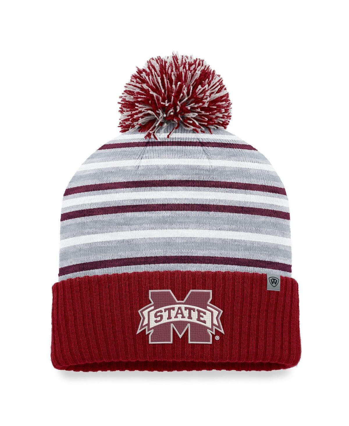 Mens Top of the World Maroon Mississippi State Bulldogs Dash Cuffed Knit Hat with Pom Product Image