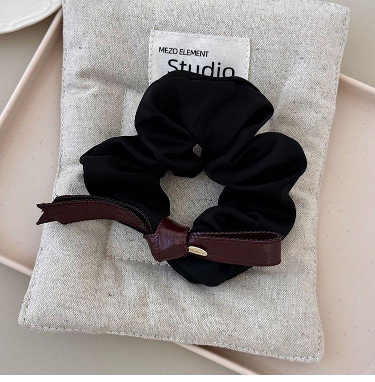 Bow Faux Leather Scrunchie Product Image