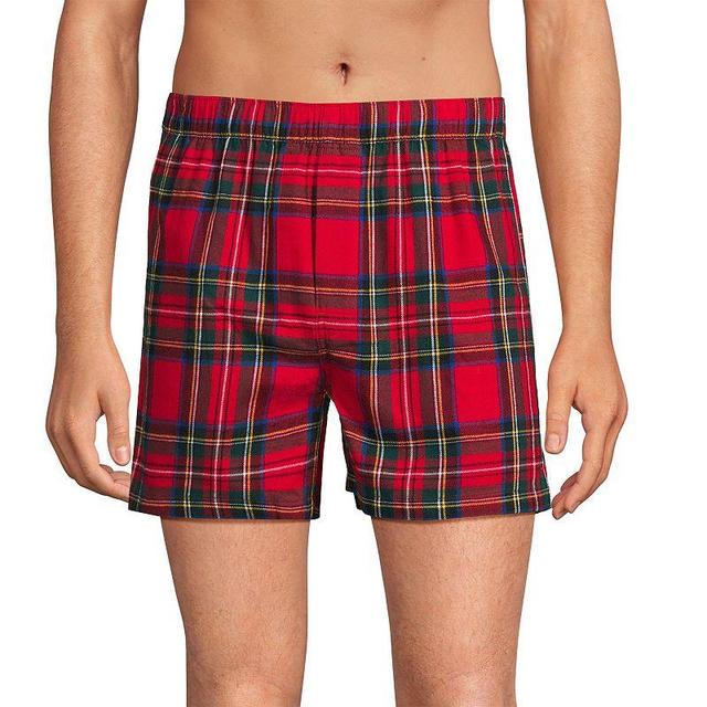 Mens Lands End Classic-Fit Cotton Flannel Boxers Blue Alabaster Plaid Product Image