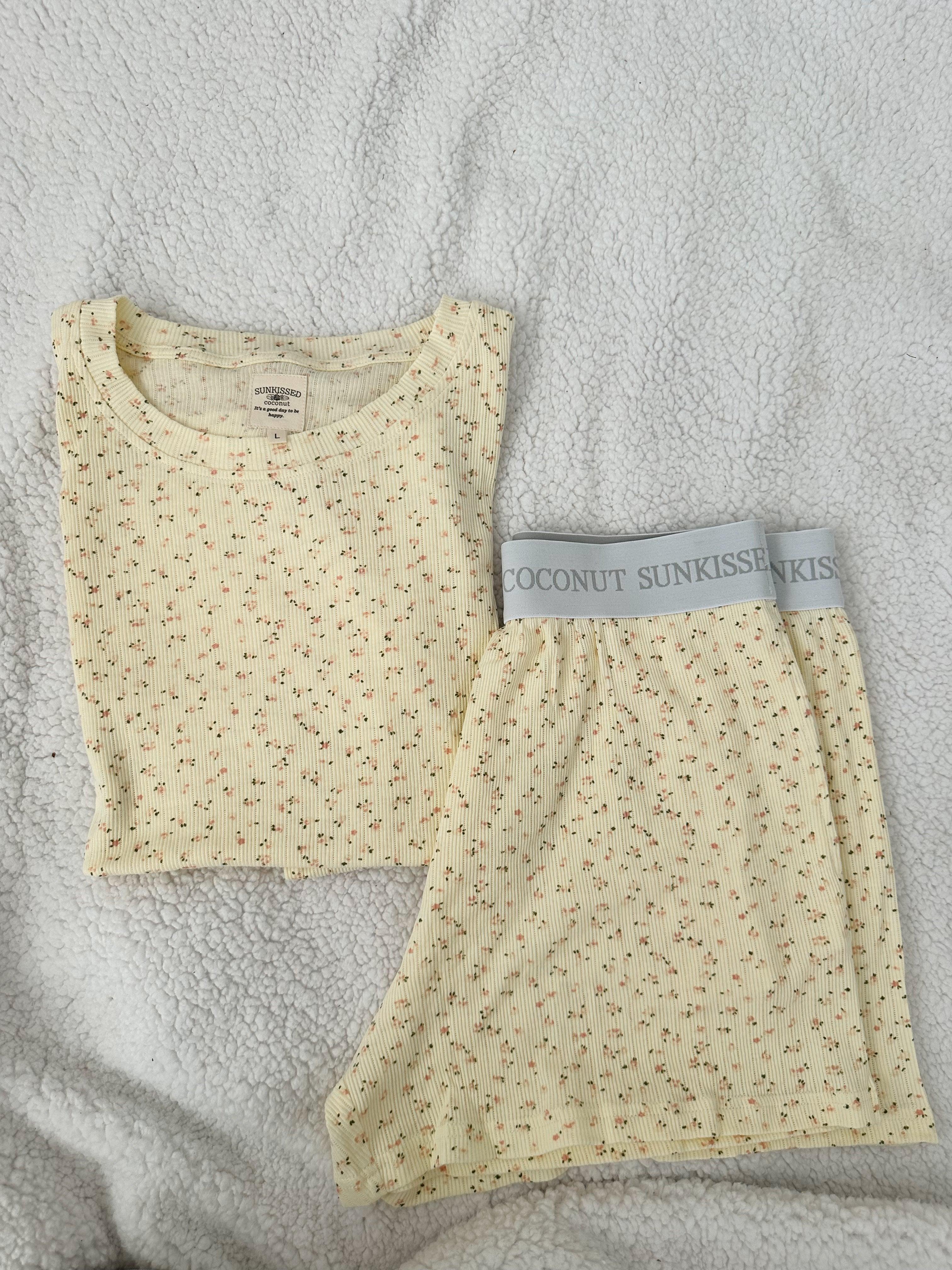 Lemon Floral Pajama Shorts Product Image