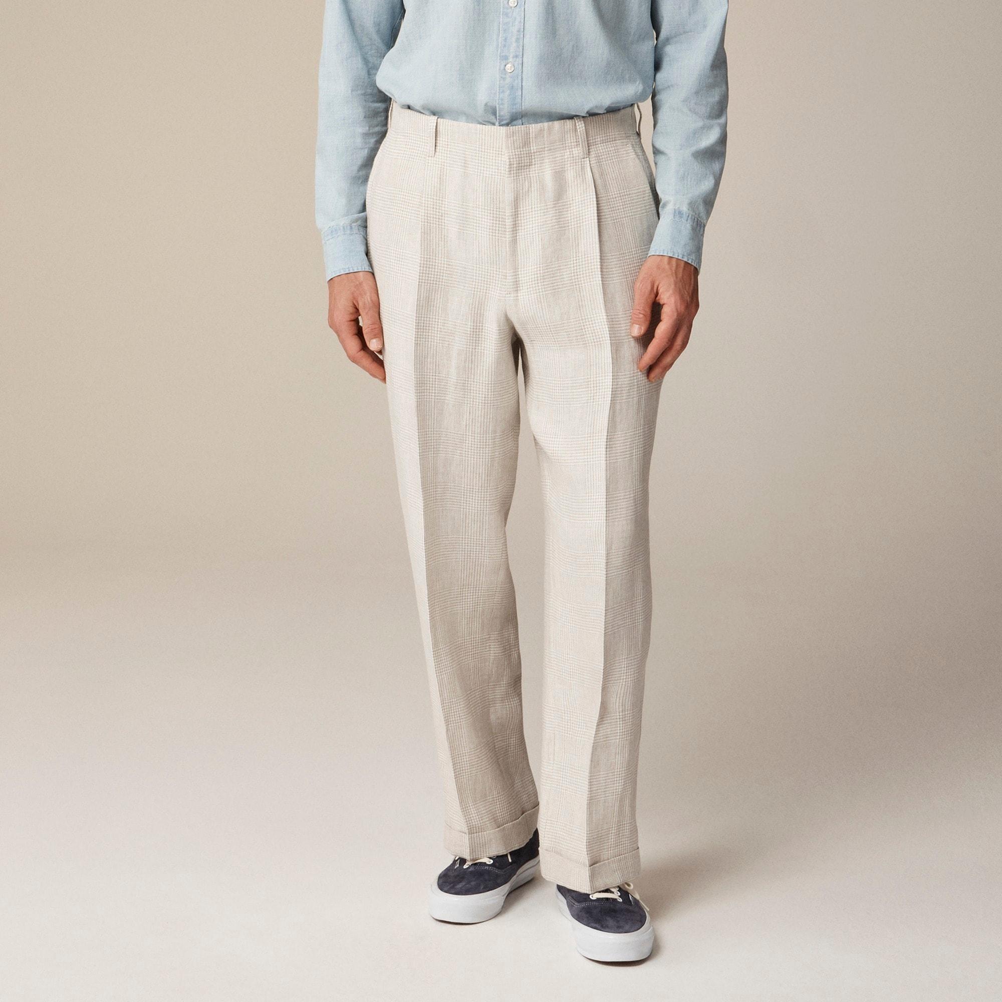 Big-fit pleated suit pant in linen twill glen plaid Product Image