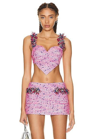 AREA Crystal Grape Heart Top in Fuchsia Product Image