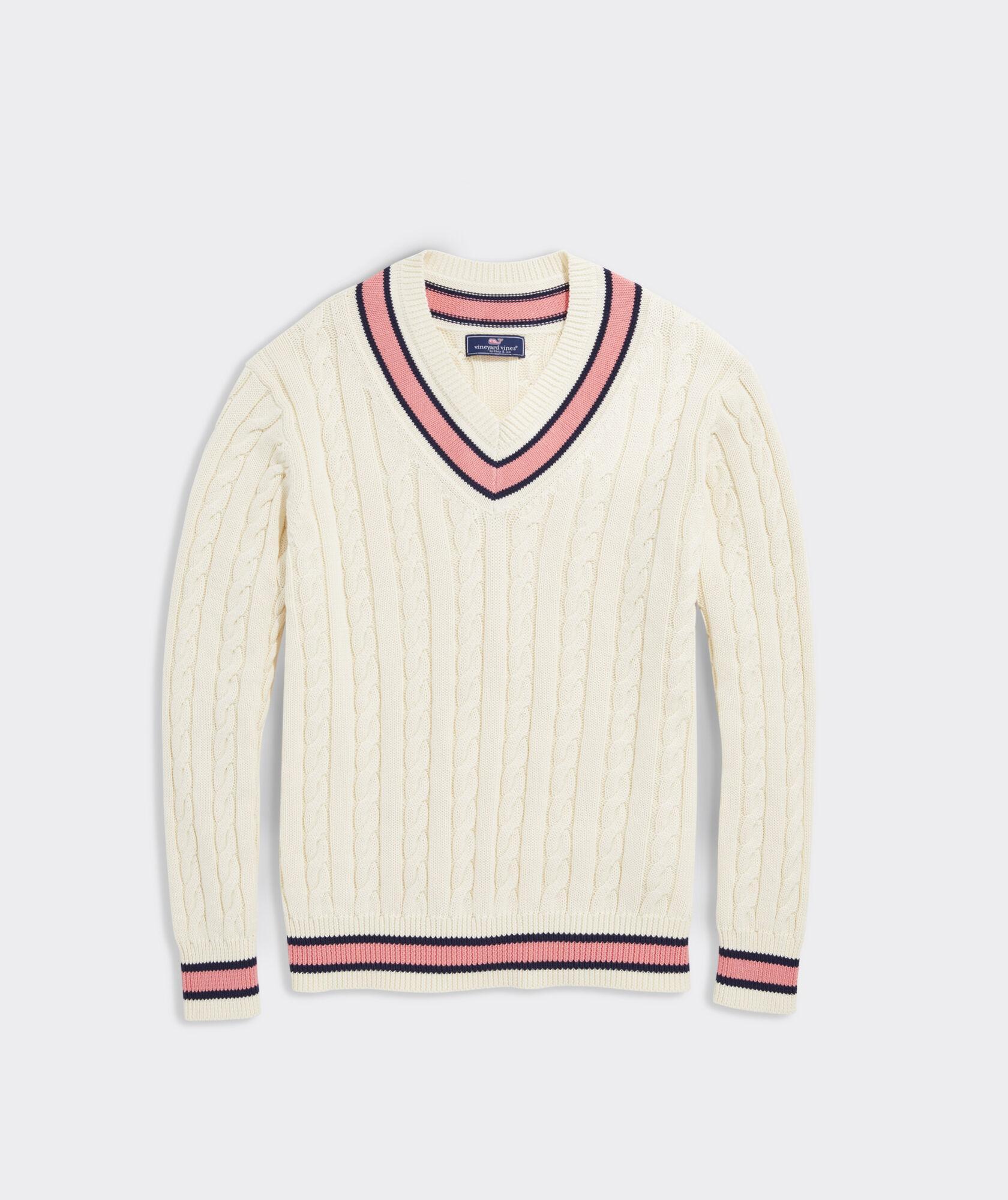 Varsity V-Neck Cotton Sweater Product Image