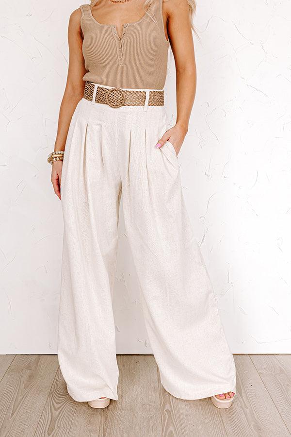 The Maris High Waist Linen-Blend Trousers In Stone Product Image