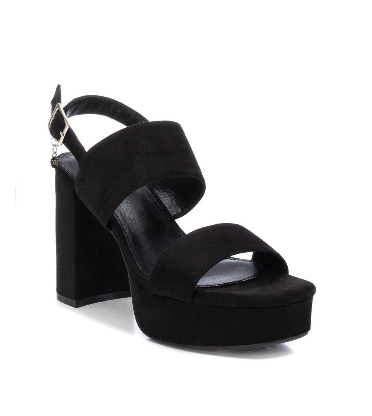 Xti Womens Heeled Suede Sandals With Platform Black Product Image