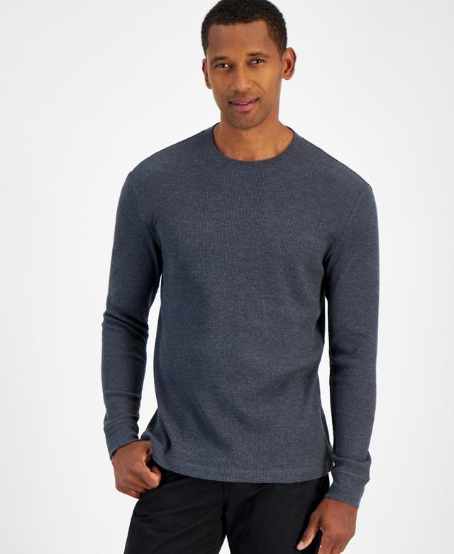 Club Room Mens Thermal Long Sleeve Ribbed Crewneck Sweater, Created for Macys Product Image