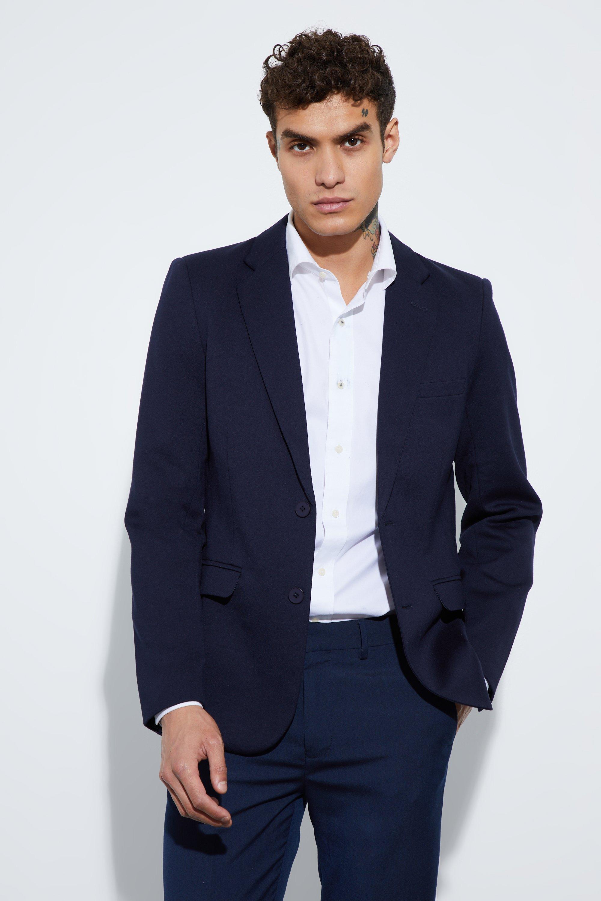 Skinny Fit Single Breasted Jersey Blazer | boohooMAN USA Product Image