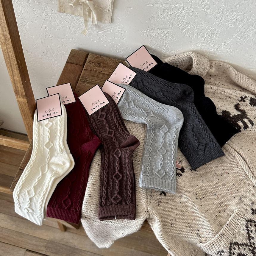 Plain Cable-Knit Socks Product Image