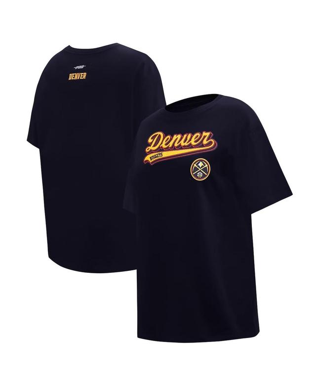 Pro Standard Mens Navy Denver Nuggets Script Boyfriend T-Shirt Product Image