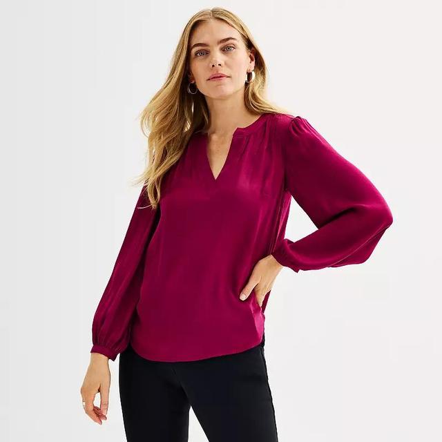 Womens Nine West Y-Neck Pintuck Blouse Product Image