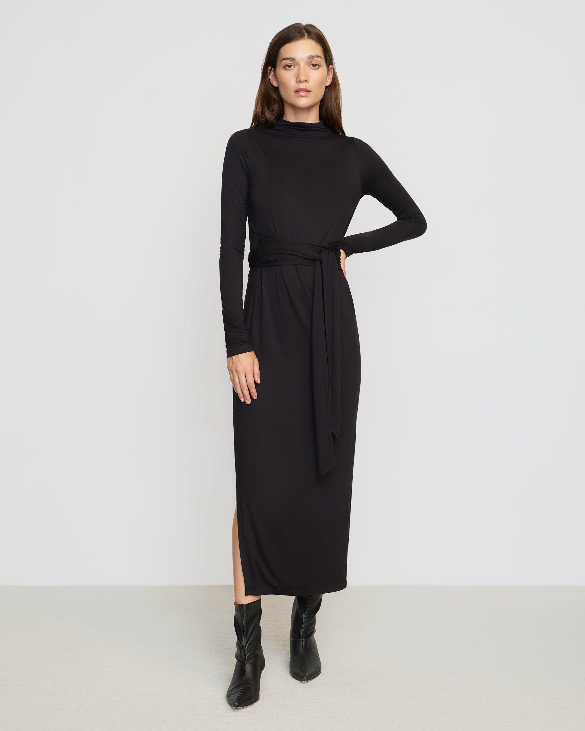 Vero Tie-Front Long-Sleeve Dress Product Image