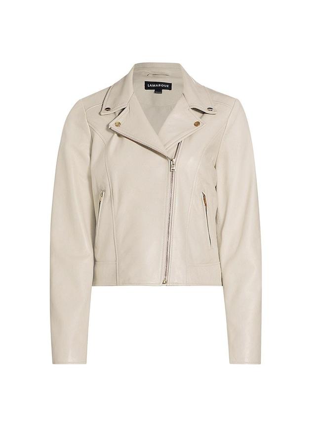 Womens Kelsey Leather Biker Jacket Product Image