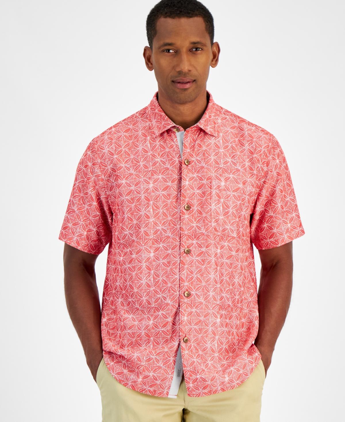 Tommy Bahama Mens Floral Tile Print Short Sleeve Button-Down Shirt Product Image