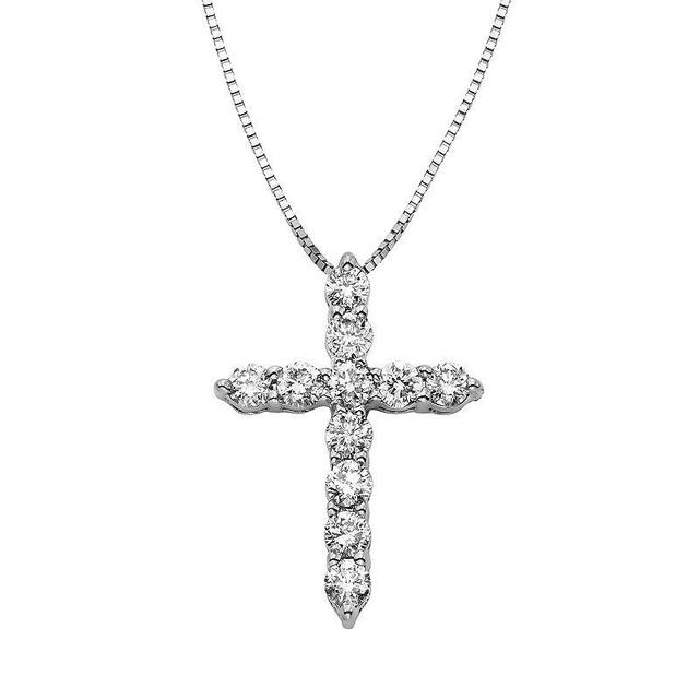 The Regal Collection 1/2 Carat T.W. IGL Certified Diamond 14k Gold Cross Pendant Necklace, Womens White Product Image